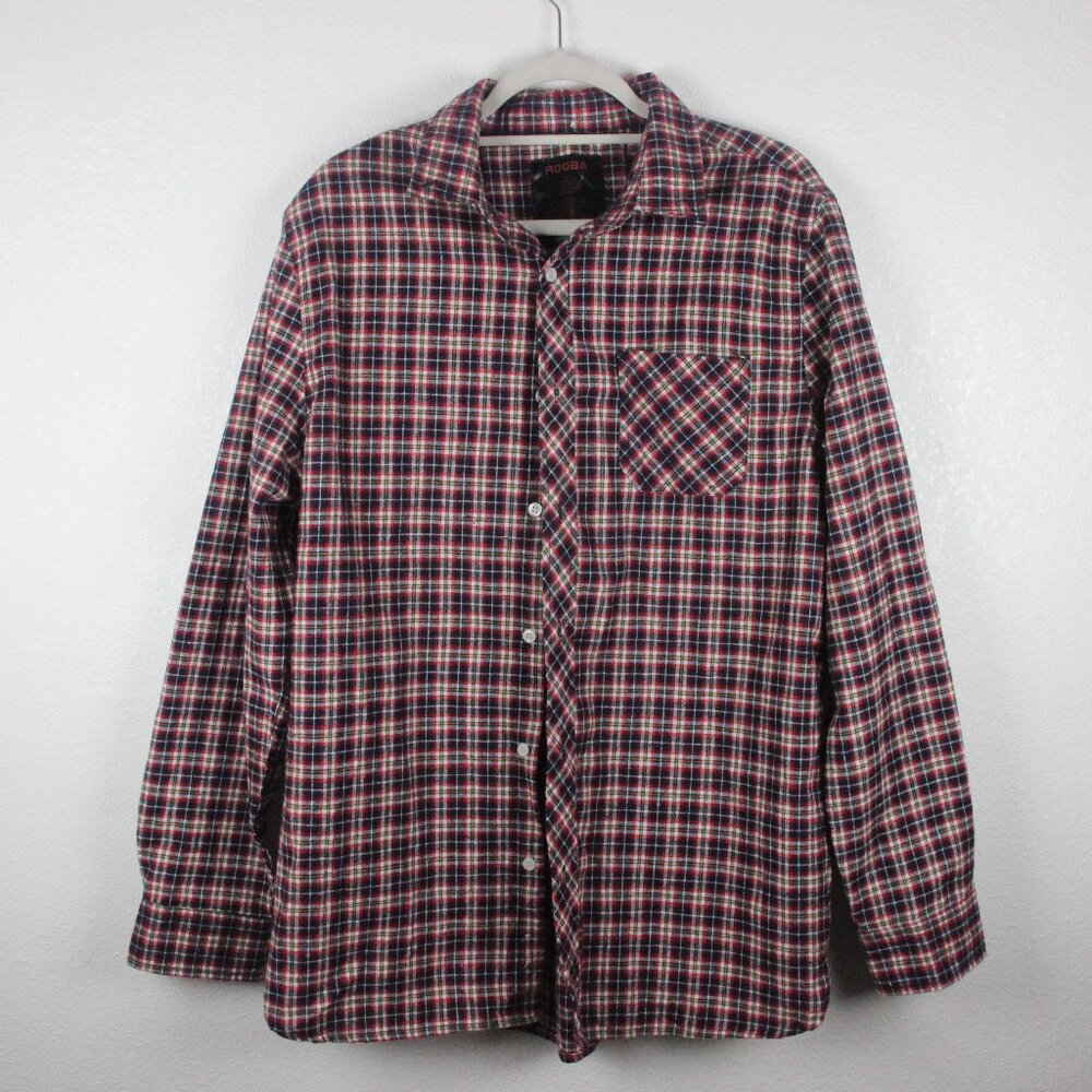 RQQBA, shirt, Men's L, Black, red and white, SOME WEAR AND TEAR